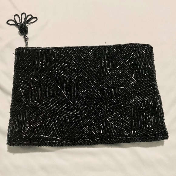 Lord and Taylor Black Beaded Clutch/Handbag/Evening Bag - Good Condition - Picture 1 of 5